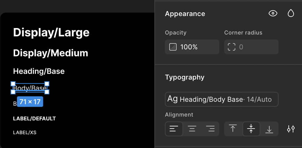 Figma text style Body Base