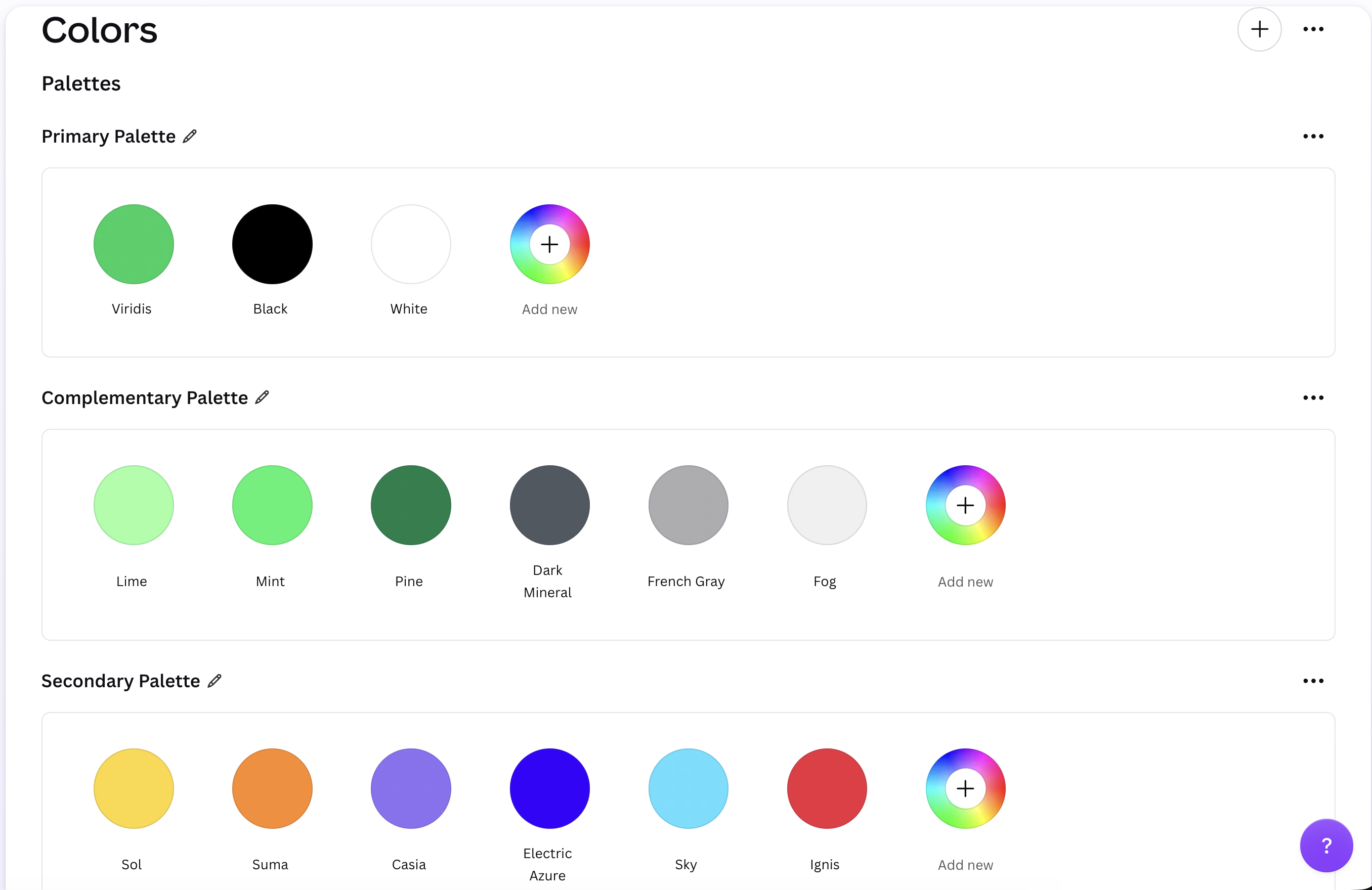 Veeam Canva color palettes