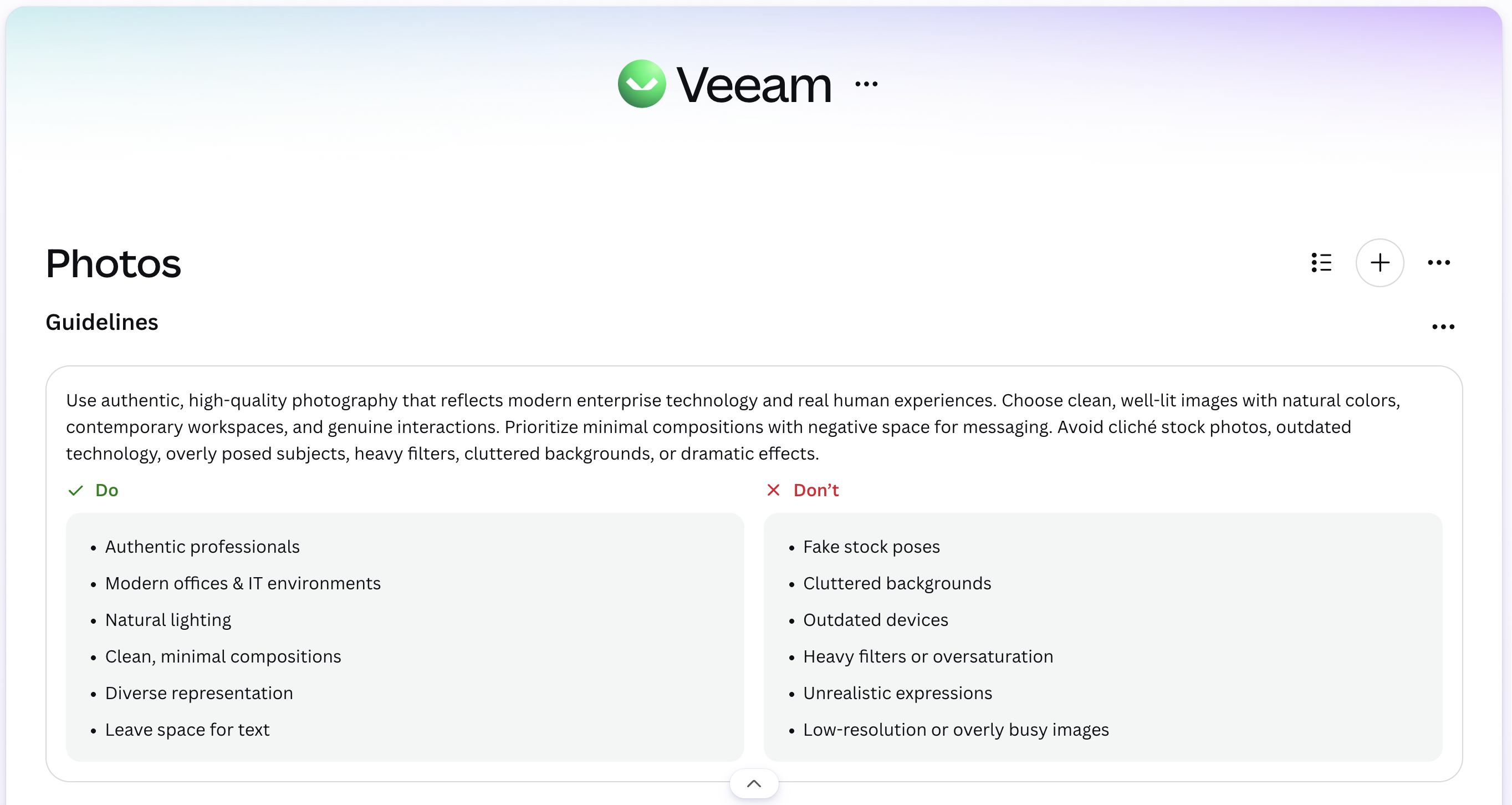 Veeam Canva photography guidelines