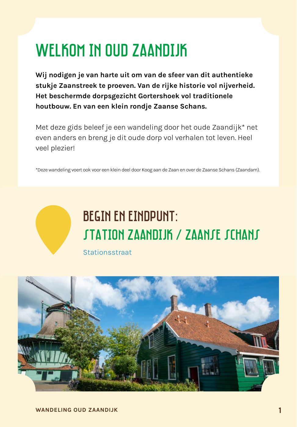 Dutch opening page of the Zaandam walking guide