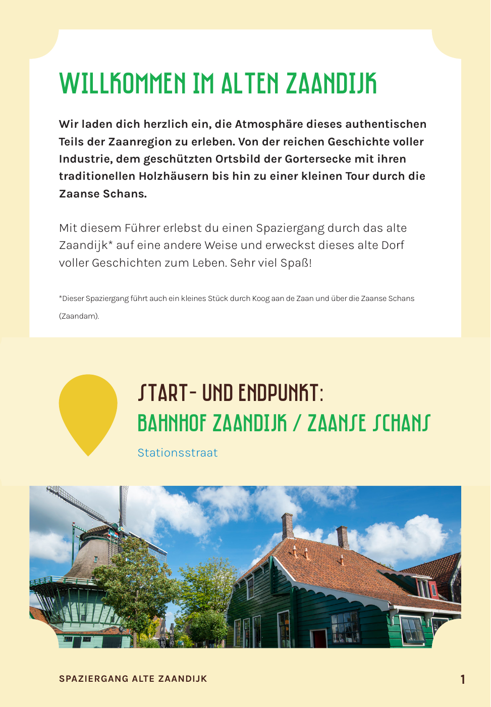 German opening page of the Zaandam walking guide